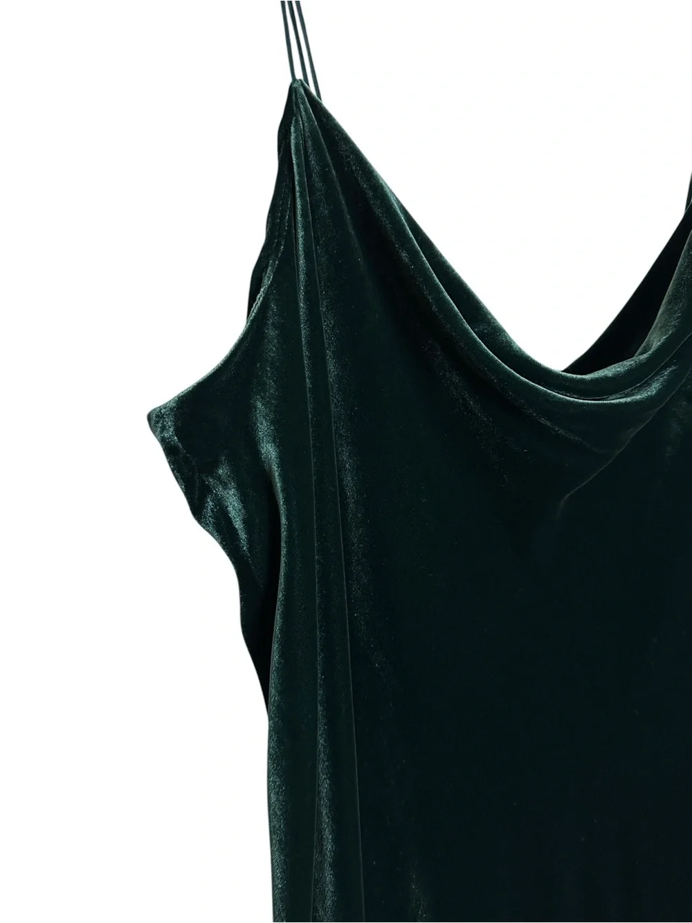 BANANA REPUBLIC Rita Velvet Maxi Dress XL Green Silk Blend Cowl Neck Bias Cut - Picture 5 of 15